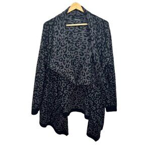 Jessica Draped Open Front Animal Print Sweater Cardigan Size Large